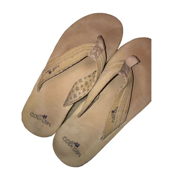 Cobian Women's Flip Flops Sz 7 Dixie Cream One Piece Lined Strap - Picture 7 of 9